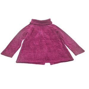 Soft Surroundings PS Chenille Cowl Turtleneck Magenta Button Back Cozy